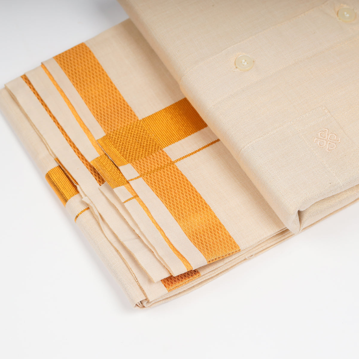 Men's gold tissue shirt and dhoti combo Kataboman